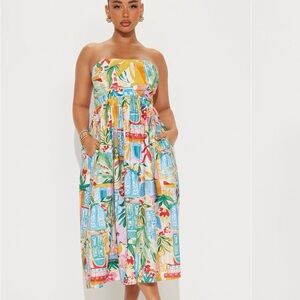 Vibrant Multi-Color Printed Midi Dress